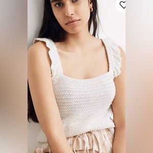 Madewell Crocheted Ruffle Strap Sweater Tank